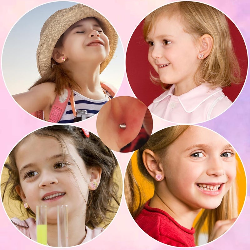 SYNLIN 30 Pairs Mini Screwback Earrings for Girls, Kids & Family – Flat Back Acrylic Earring with Stainless Steel Posts | Assorted Cute Charms | Secure Fit for Daily Wear & Parties - Image 2